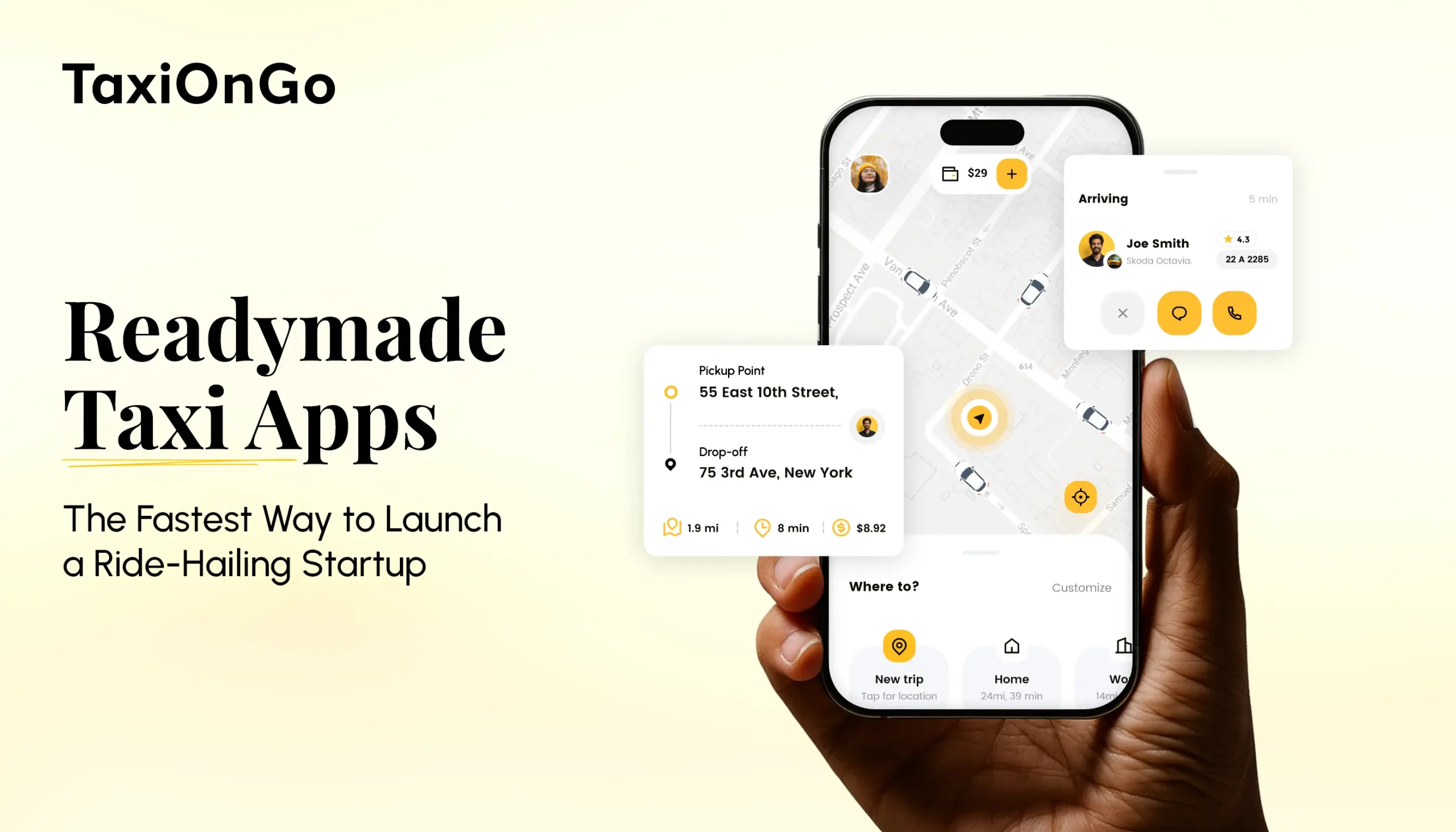 Readymade taxi app for fast ride-hailing startup launch and on-demand taxi services